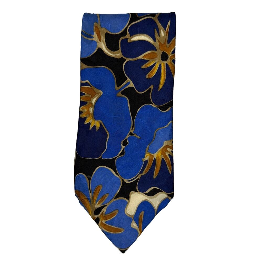 Boulder Trading Group Men’s Tie 100% Silk Blue Floral Vintage Necktie USA Gift